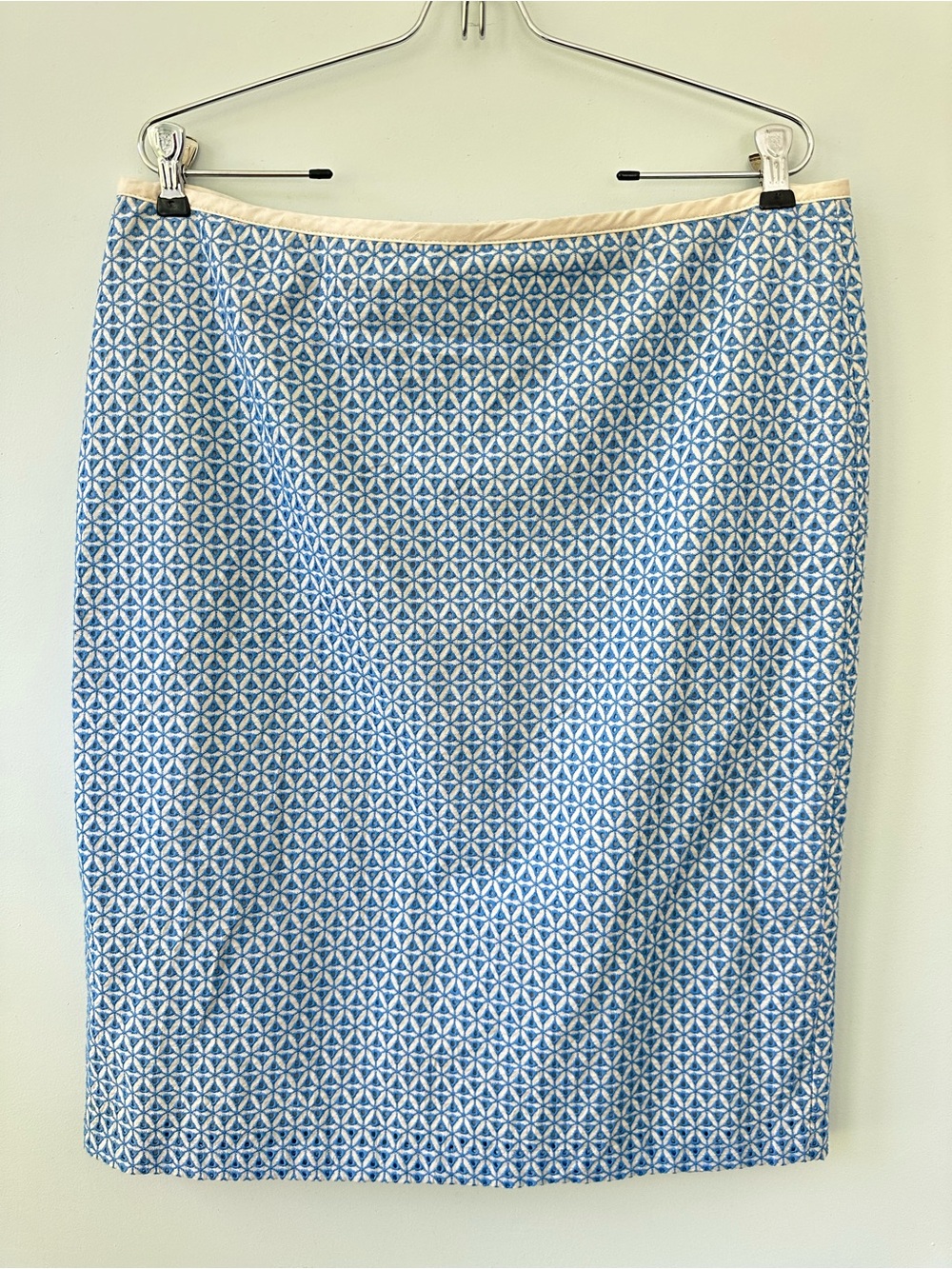 Talbots Eyelet Embroidery Blue White Skirt 14